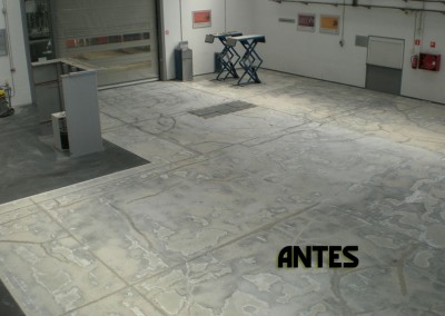 Trabajo pavimentación en taller